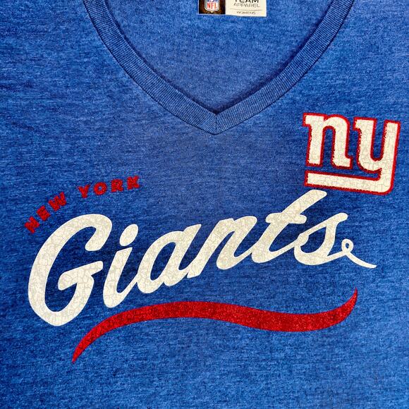 NFL Team Apparel Woman's Large NY Giants Blue Short Sleeve T-Shirt - Picture 1 of 11